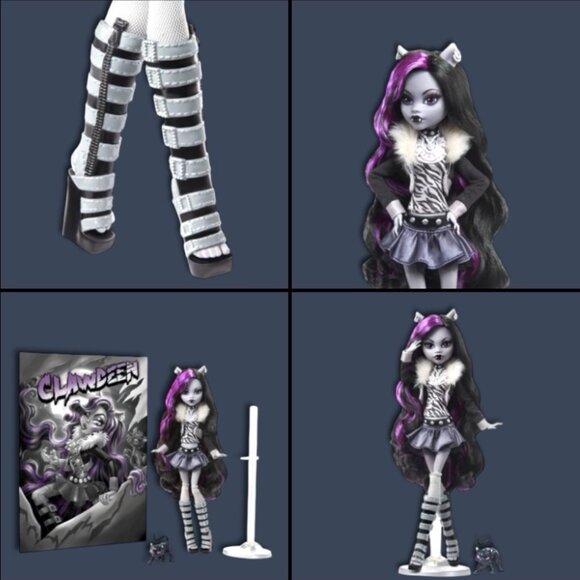 Monster High Doll, Clawdeen Wolf in Black & White, Reel Drama Collector See Pics - Picture 10 of 10